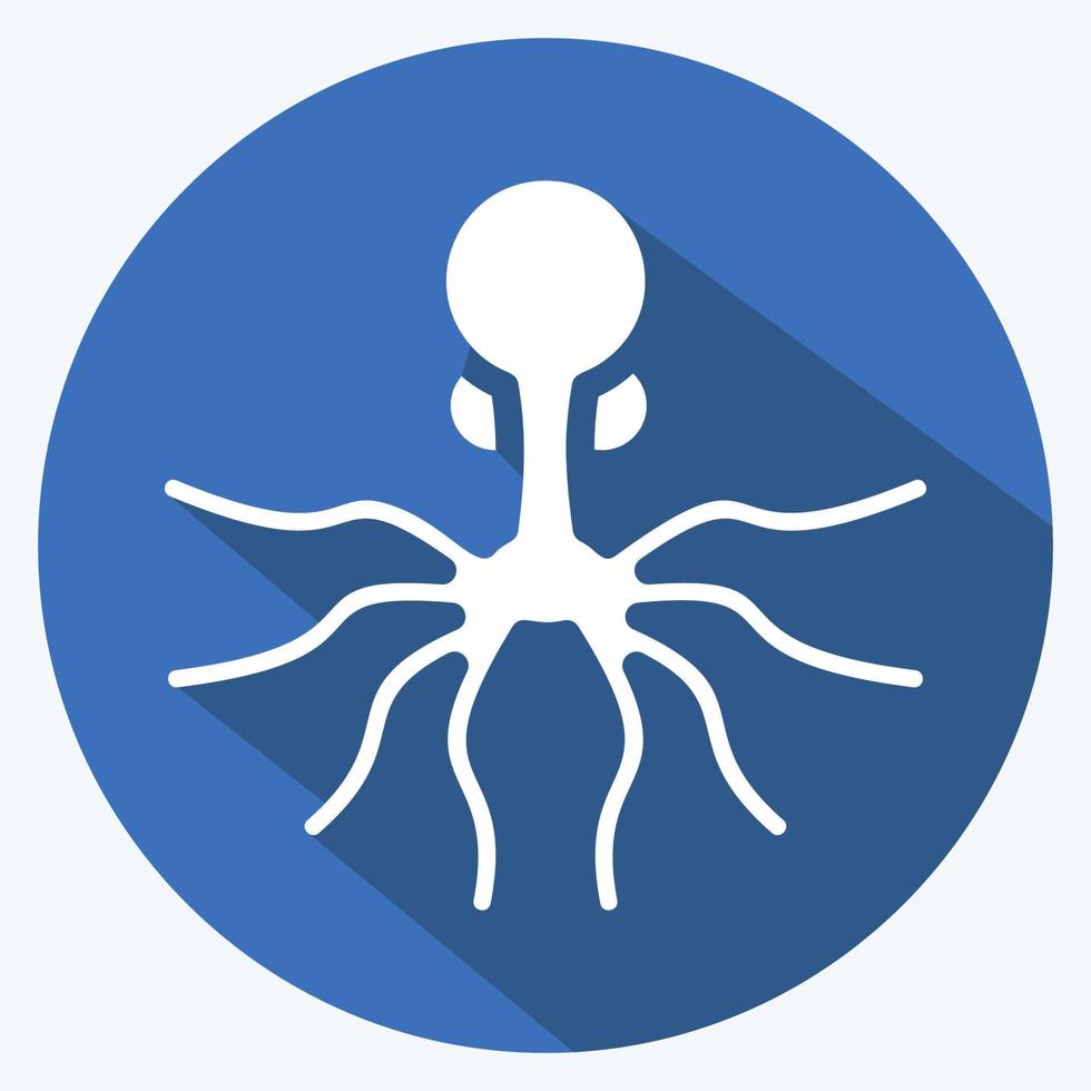 Symbol Oktopus. geeignet für Meeresfrüchte-Symbol. langer Schattenstil. einfaches Design editierbar. Design-Vorlagenvektor. einfache Abbildung vektor