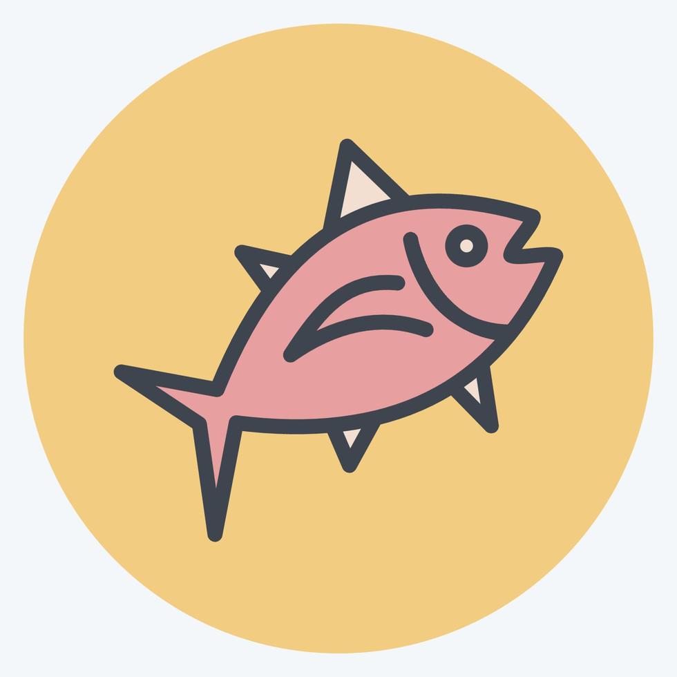 Symbol Thunfisch. geeignet für Meeresfrüchte-Symbol. Farbe Mate-Stil. einfaches Design editierbar. Design-Vorlagenvektor. einfache Abbildung vektor