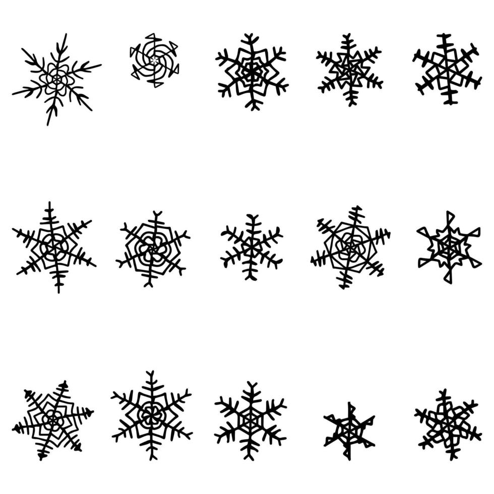 Schneeflocke handgezeichnete Vektoren. schneeflockenverzierungsschablone für neujahrs- und weihnachtswinterdesign vektor