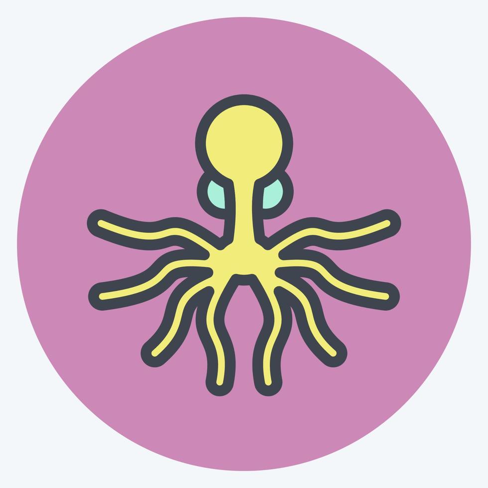 ikon oktopus. lämplig för skaldjur symbol. färg kompis stil. enkel design redigerbar. designmall vektor. enkel illustration vektor