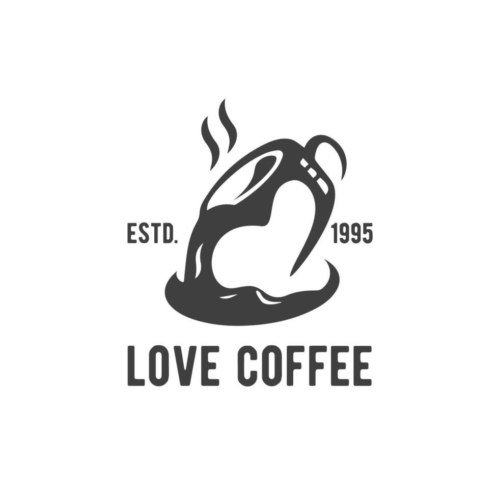 Liebe Kaffee Logo Vorlage Klassiker vektor