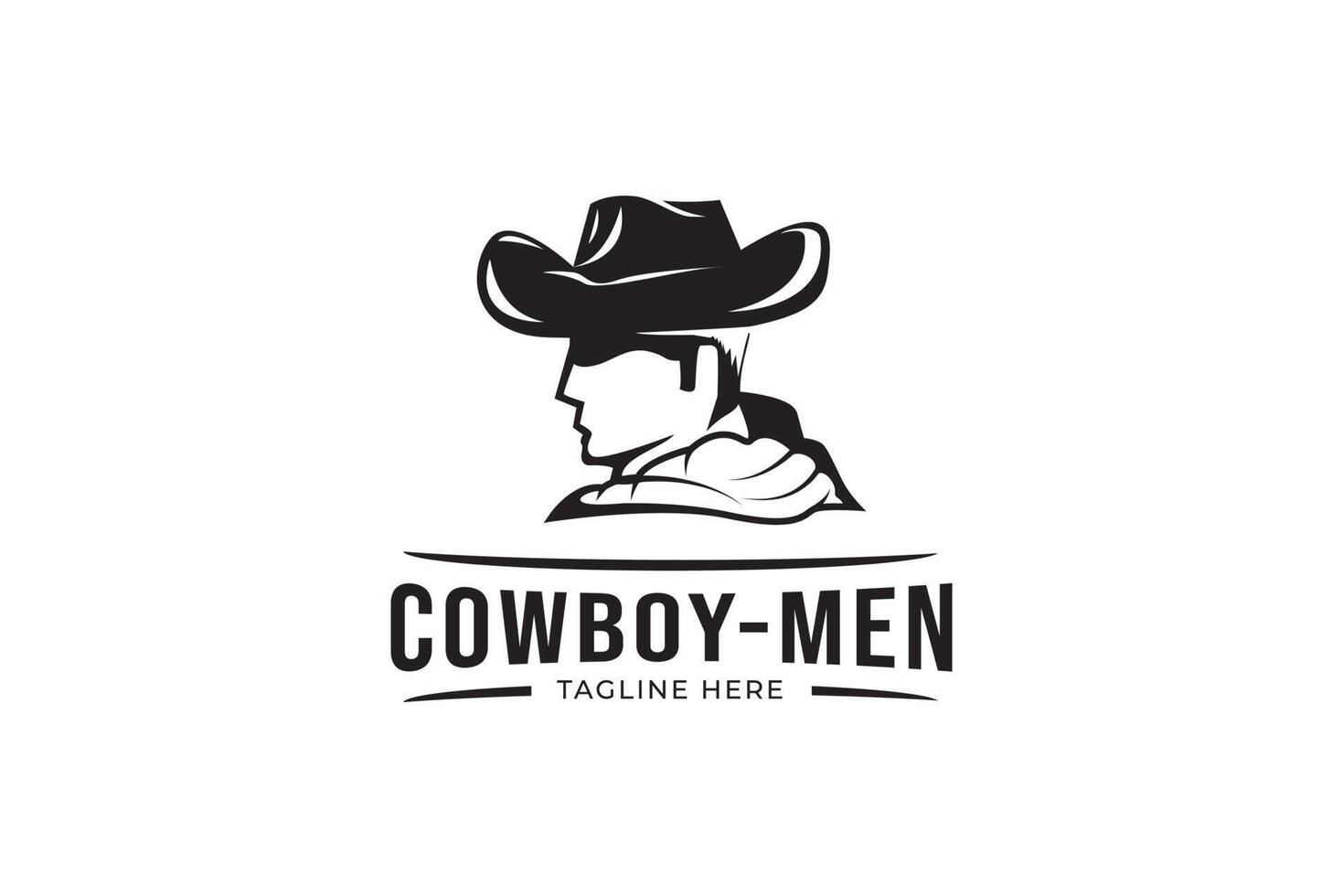 Cowboy-Männer schwarz-weiße Logo-Vorlage modern vektor