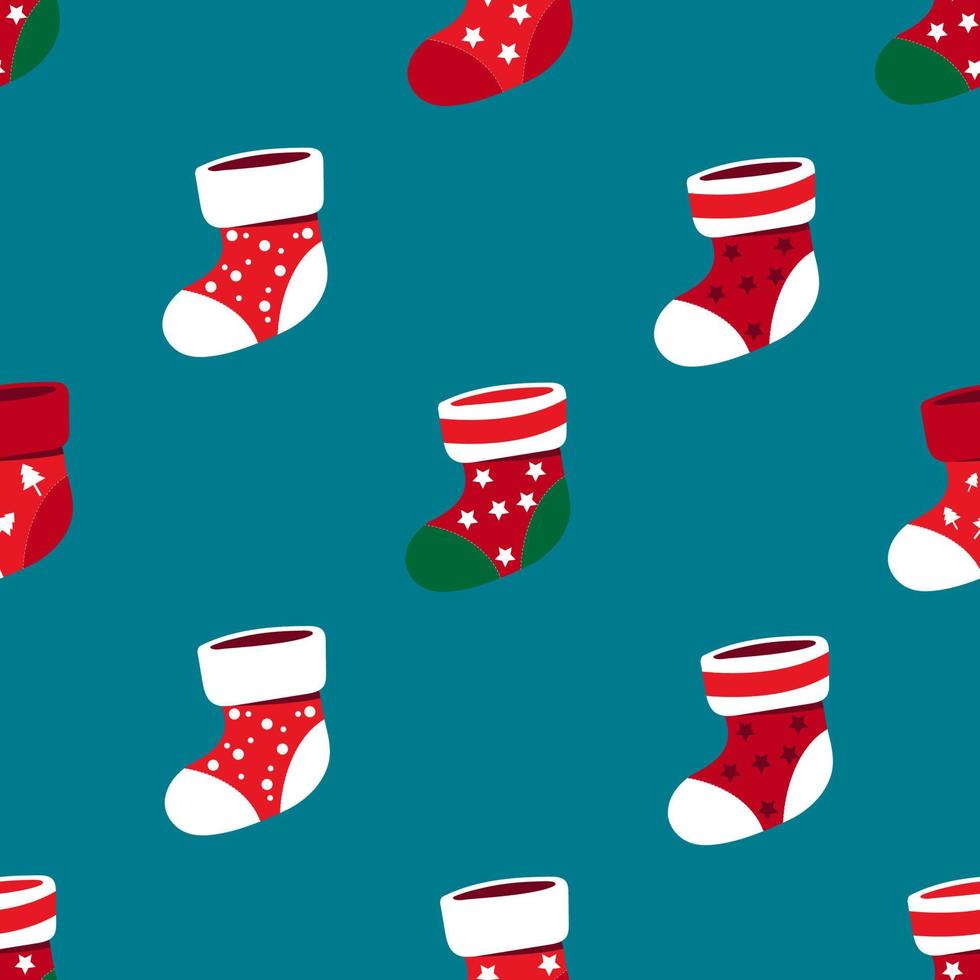 nahtlose Socken Weihnachten Symbole Muster Tapete Hintergrunddesign Vektor-Illustration vektor