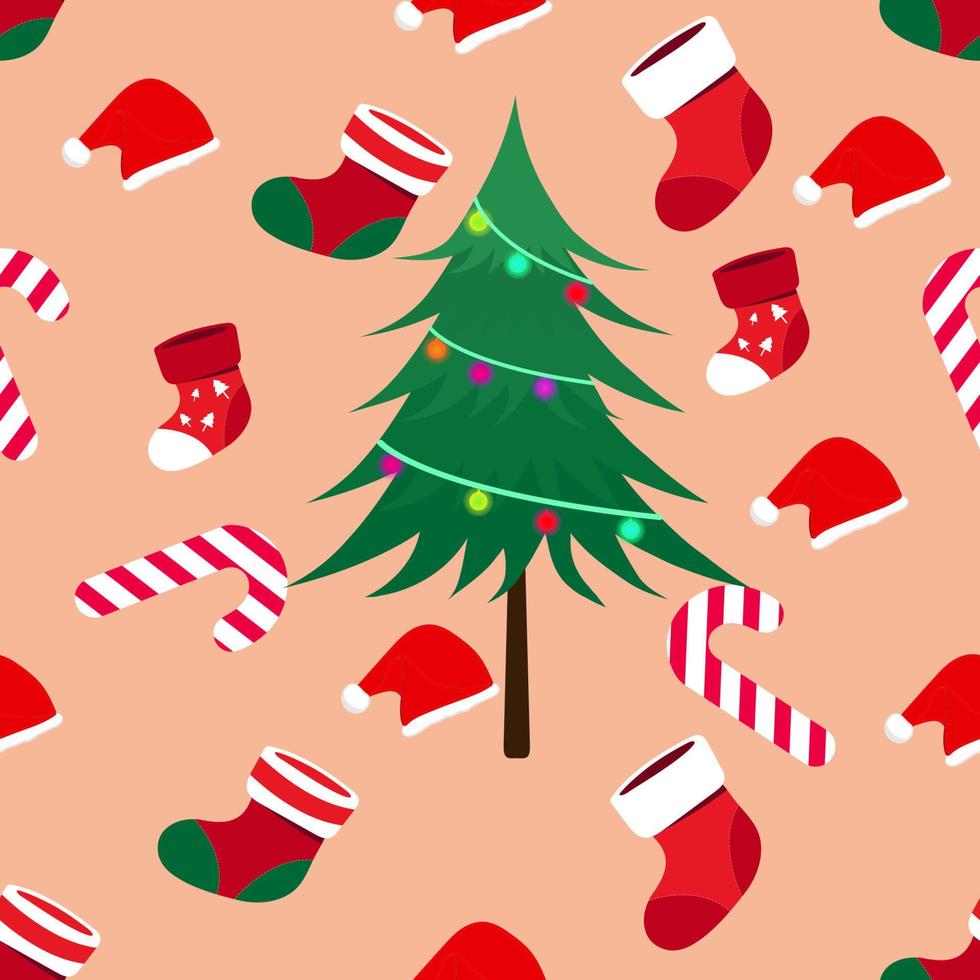 Nahtloser Sockenhut-Handschuhschnee für Weihnachtssymbole für Mustertapetenhintergrunddesign-Vektorillustration vektor