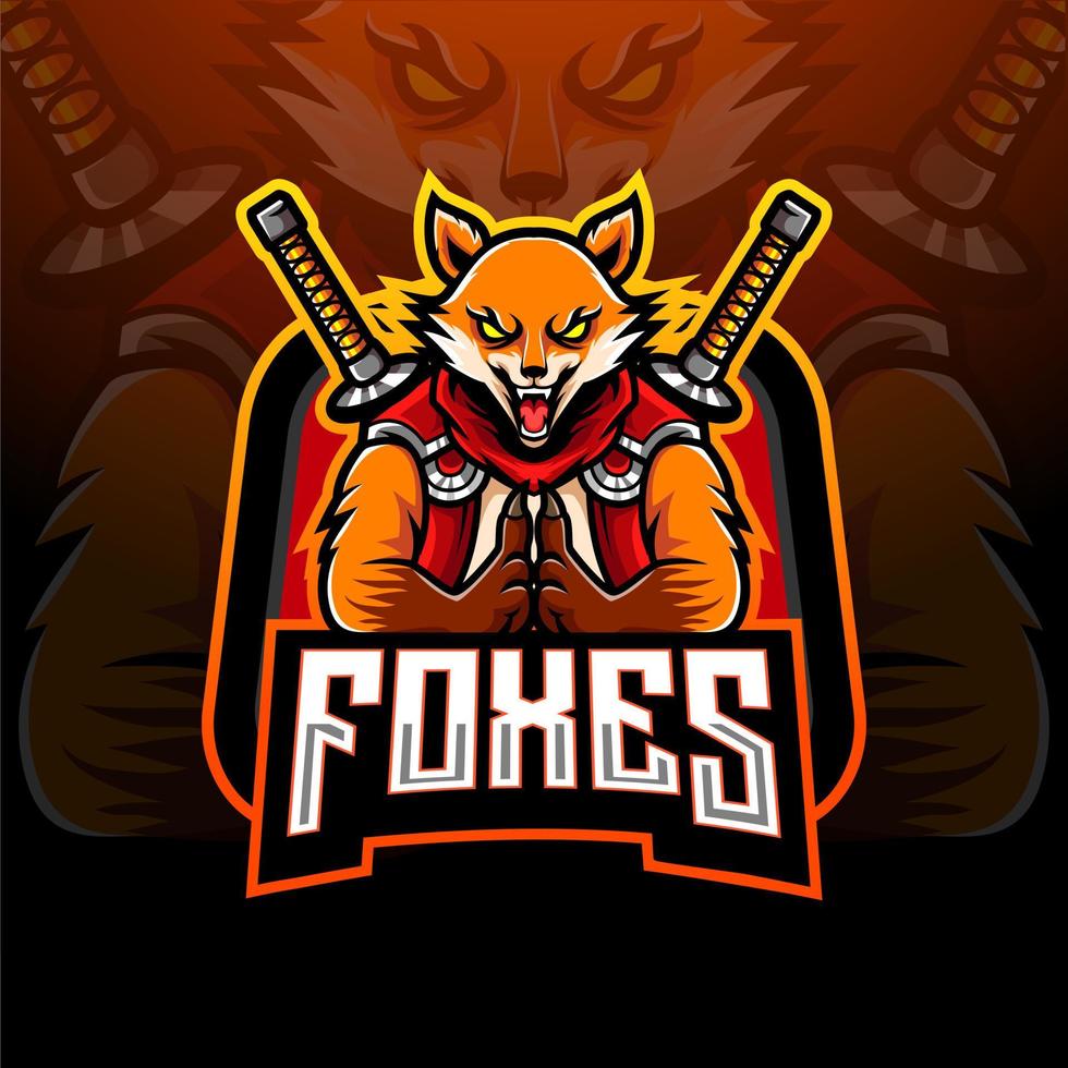 ninja fox esport maskottchen design logo vektor