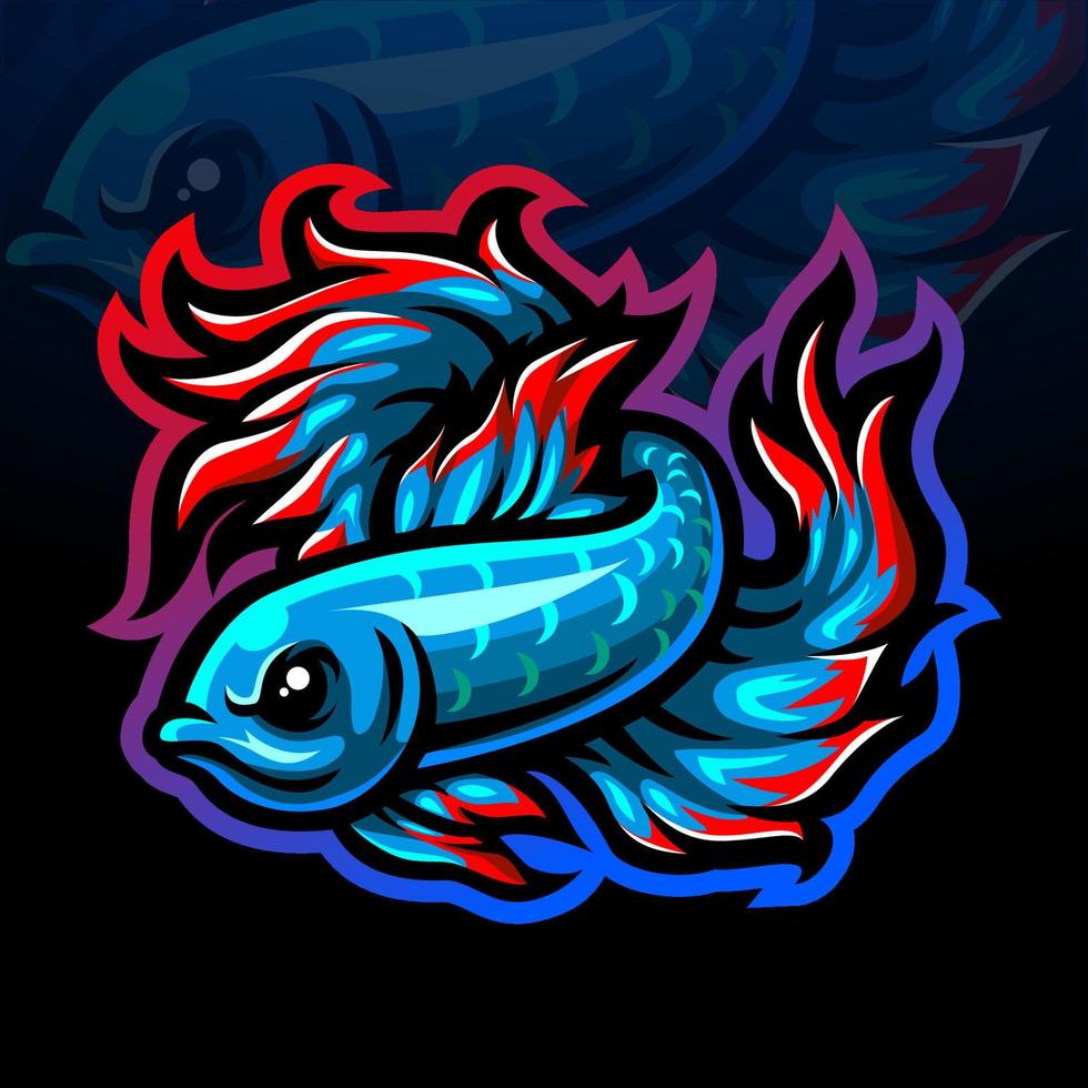 Betta-Fisch-Maskottchen. Esport-Logo-Design. vektor