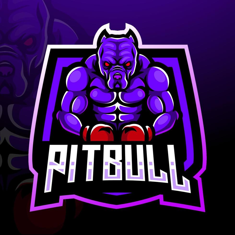 pitbull boxing esport logo maskottchen design vektor