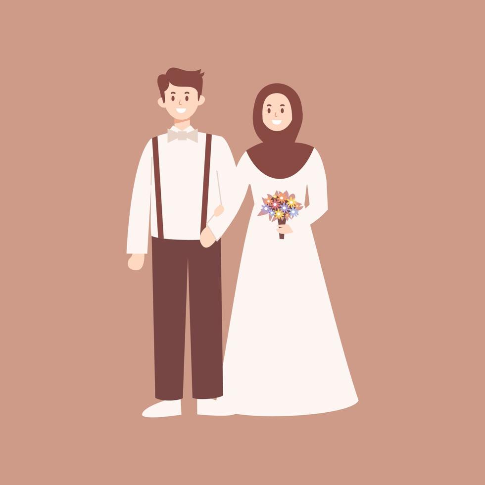 muslimische braut und bräutigam vektor
