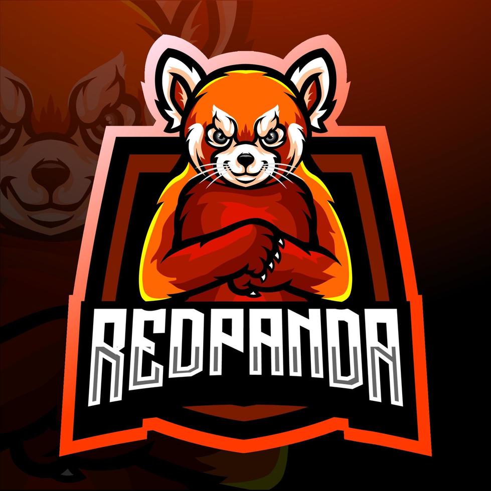 Maskottchen des roten Pandas. Esport-Logo-Design. vektor