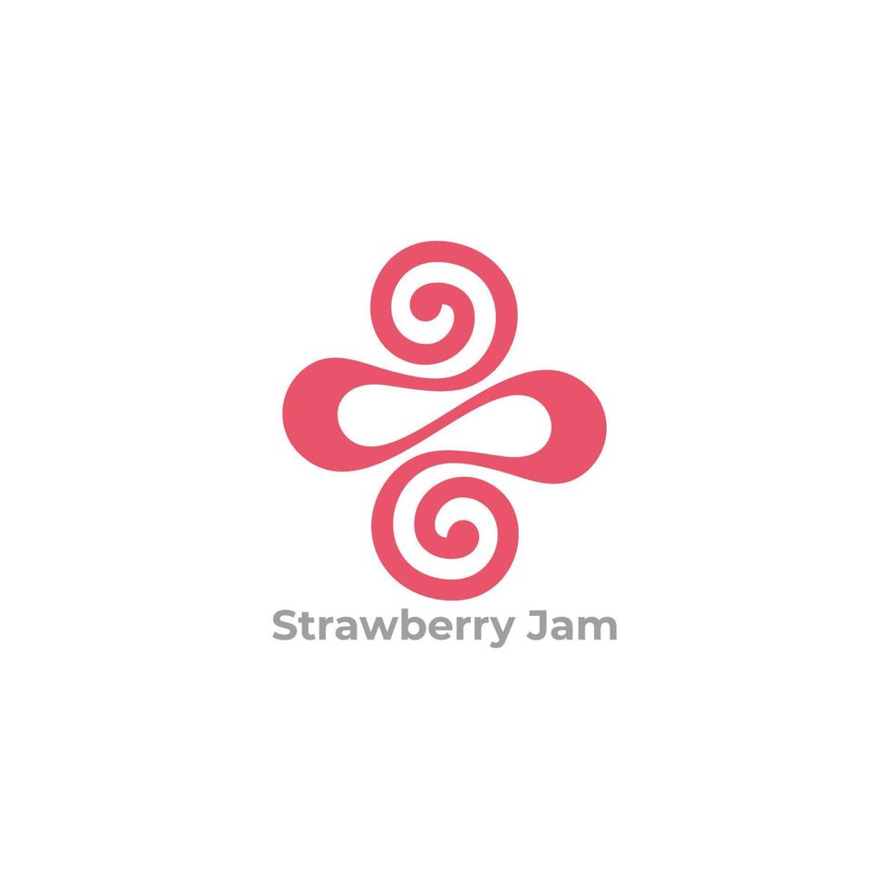 abstrakt bokstav s spiral form jordgubbssylt symbol vektor