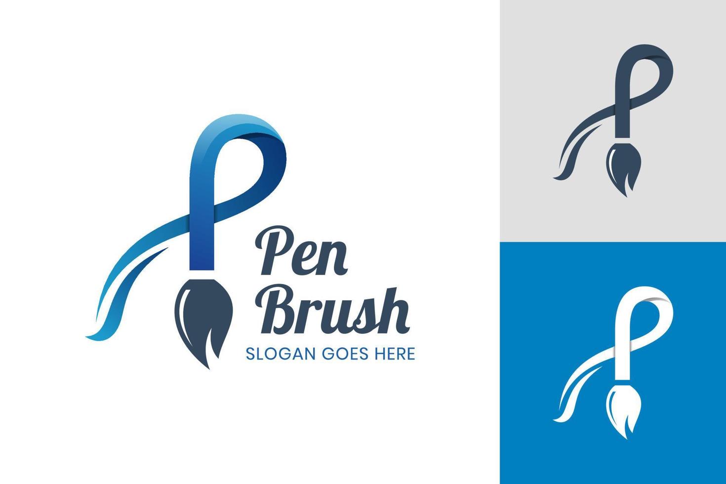 kreativer buchstabe p mit pinselstift-ikonendesign für kreativen designer, maler, pinselshop-logo-vorlage vektor