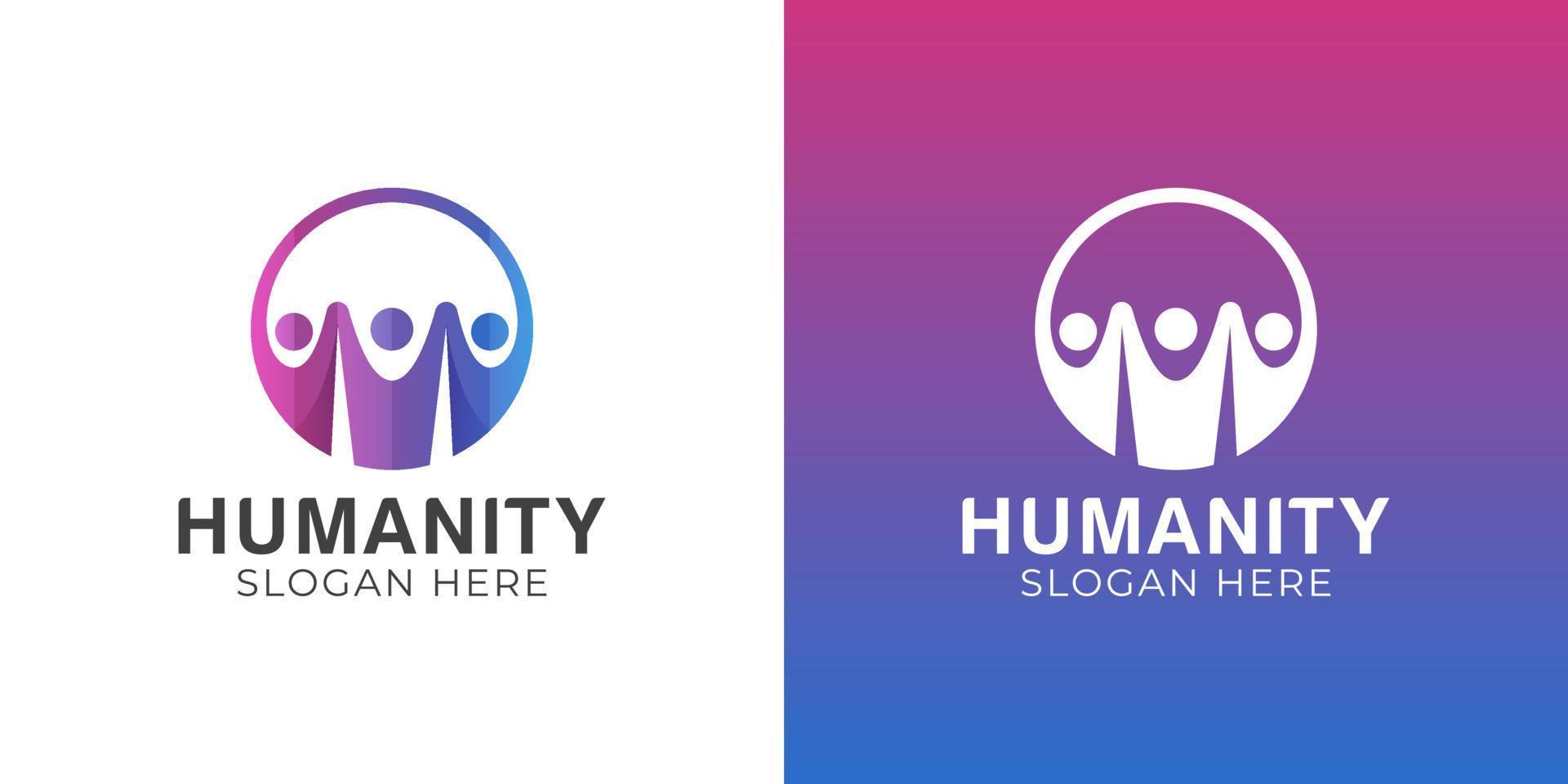 gemeinschafts- oder gruppenmenschen glücklicher geschäftserfolg, menschen familie zusammen menschliche einheit logo design vektor