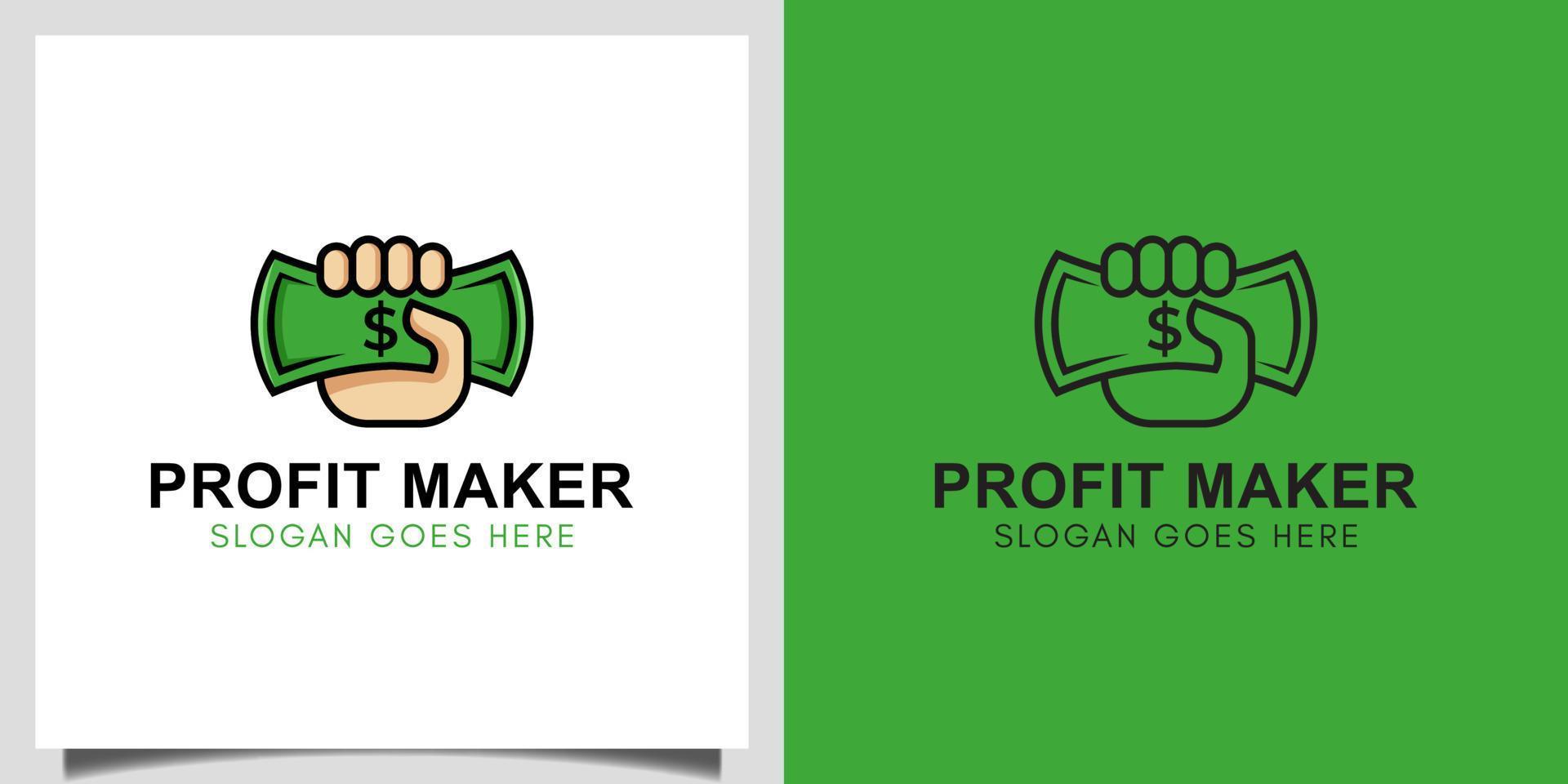 företag vinst maker pengar dollar med hand ikon vektor design för finans logotyp, investeringar, tjäna pengar online logo design