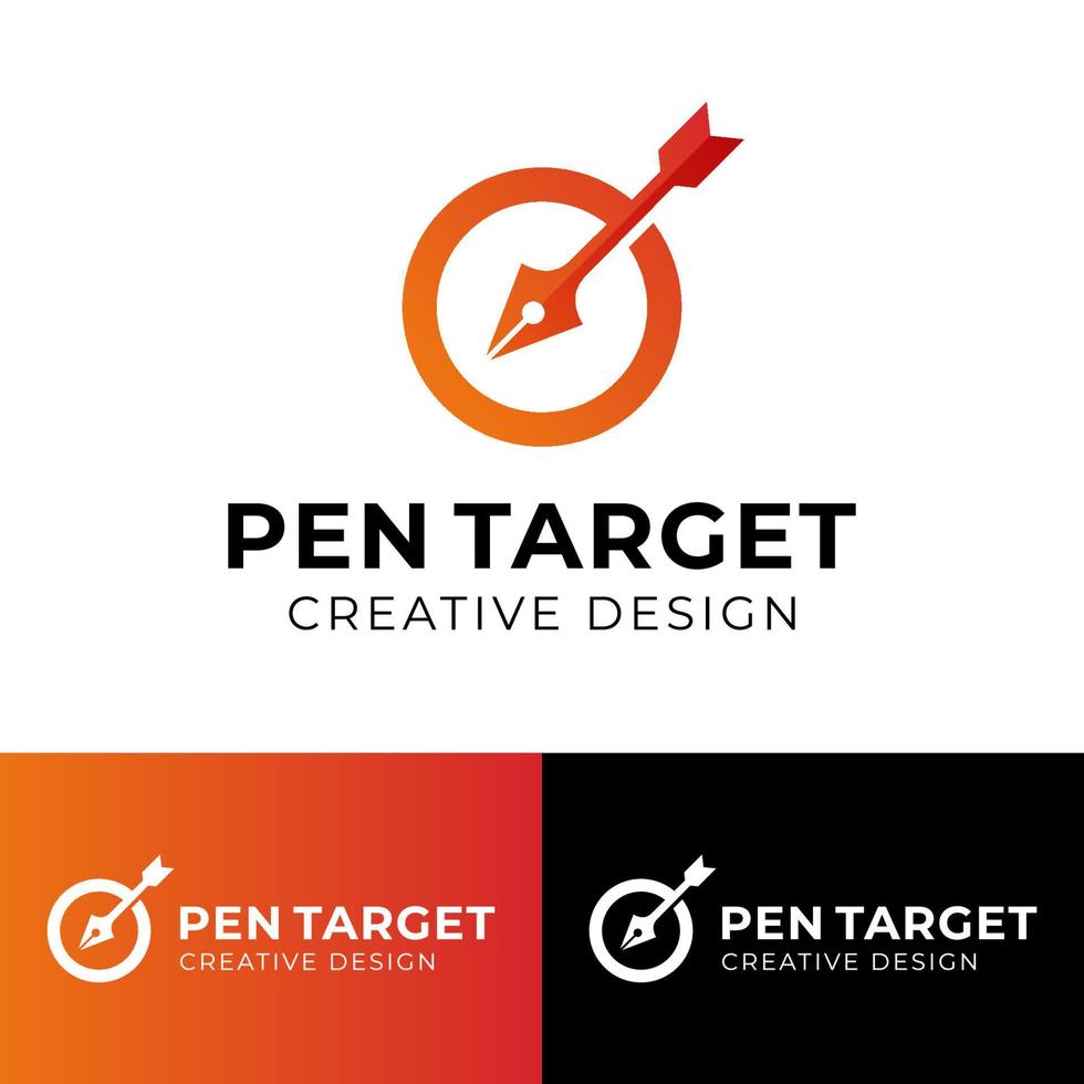 stifttinte mit kreispfeilziel für kreatives agenturdesign, marketingdesignlogo vektor