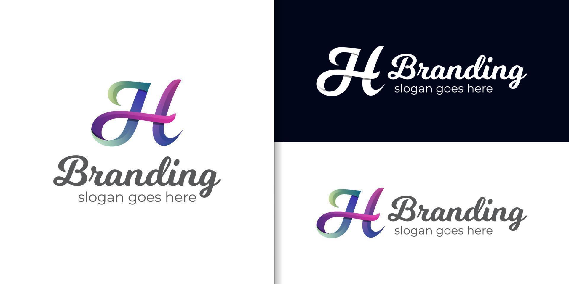 Anfangsbuchstabe jh farbenfrohes, lebendiges Logo-Design für Ihr Markenidentitätssymbol vektor