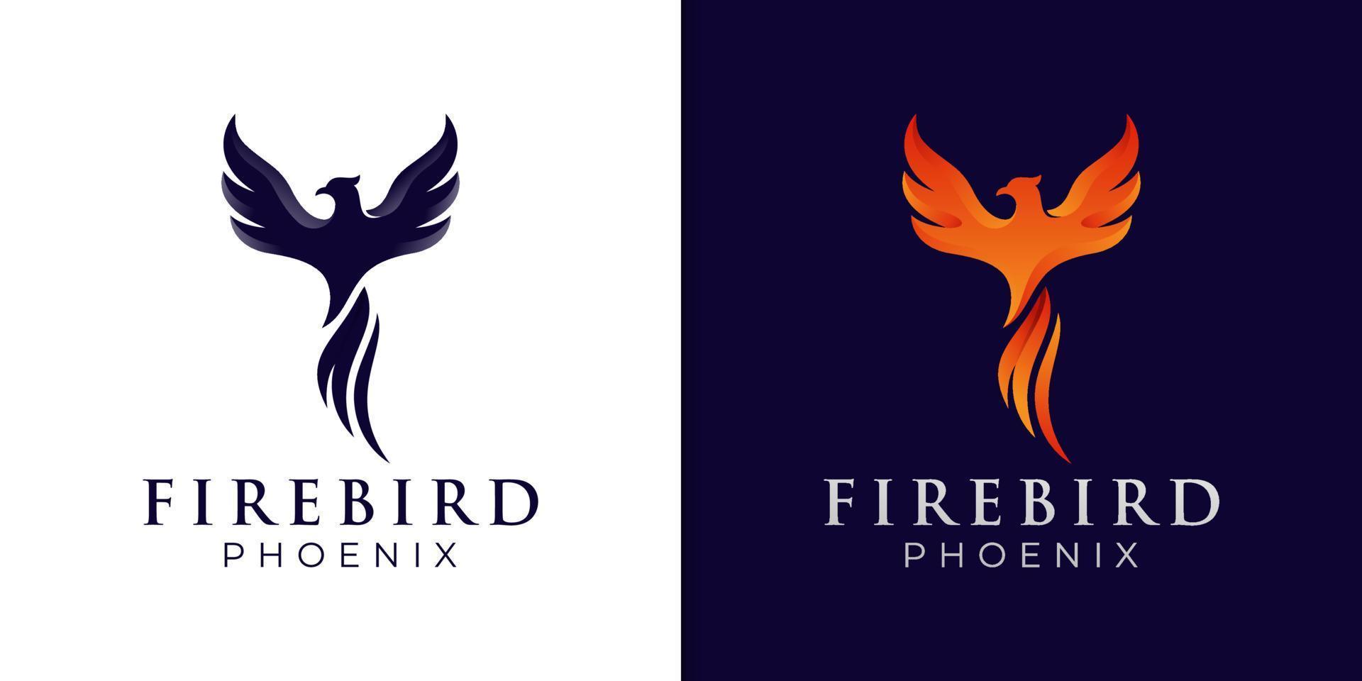 fantastisk phoenix brandgradient logotyp illustration med två versioner vektor