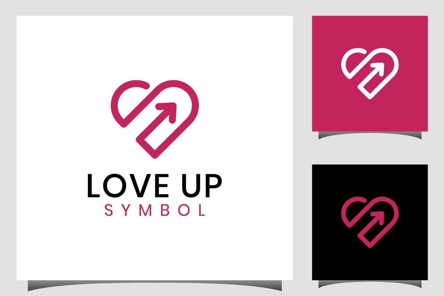 liebe pfeil nach oben einfache linie logo, symbol symbol element design für valentinstag, romantik, herzsymbol vektor