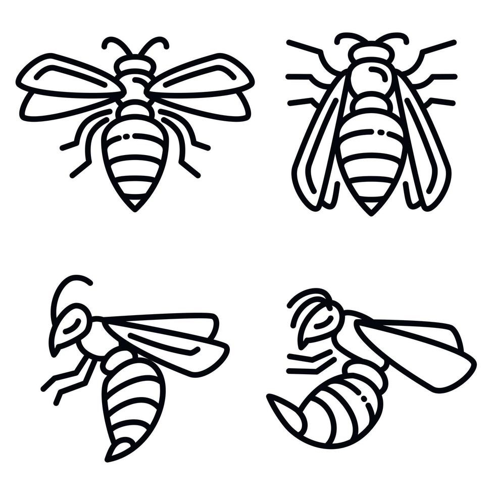 Wespensymbole gesetzt, Umrissstil vektor