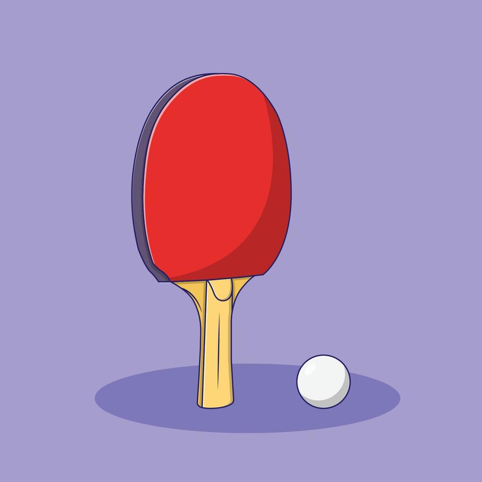 Ping-Pong-Paddel und Ball-Vektor-Symbol-Illustration mit Umriss für Design-Element, ClipArt, Web, Landing Page, Aufkleber, Banner. flacher Cartoon-Stil vektor