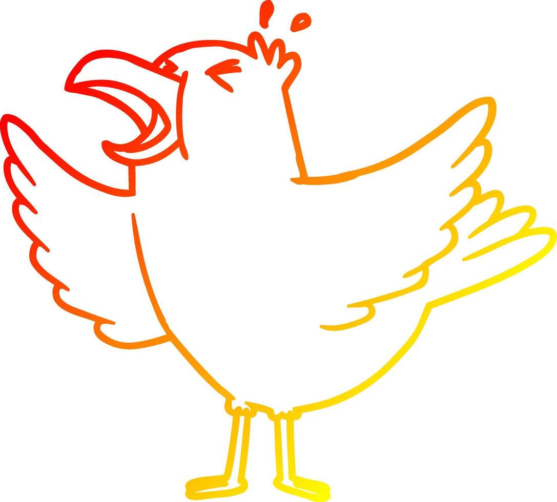 warme Gradientenlinie Zeichnung Cartoon-Vogel kreischend vektor