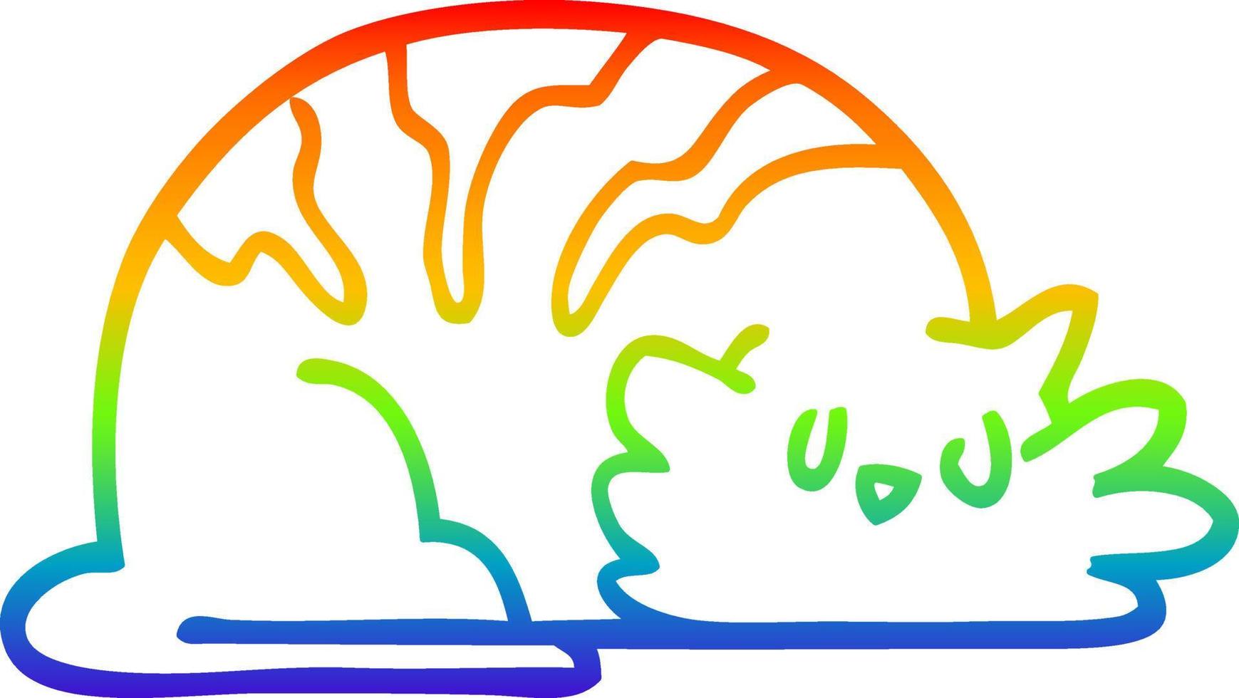 regnbågsgradient linjeteckning tecknad sömnig katt vektor
