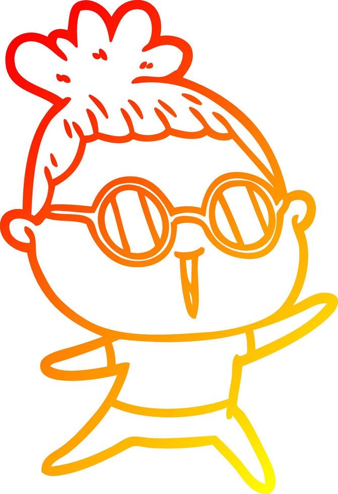 warme Gradientenlinie Zeichnung Cartoon Frau mit Brille vektor