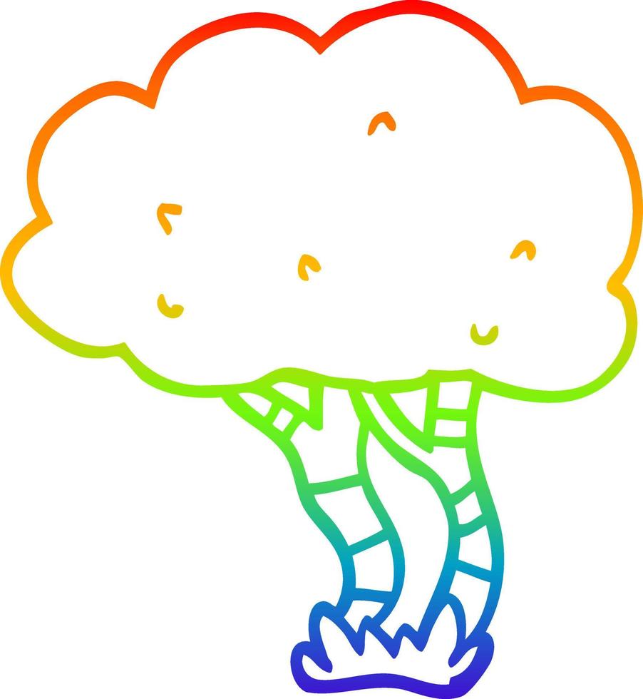 Regenbogen-Gradientenlinie Zeichnung Cartoon-Baum vektor