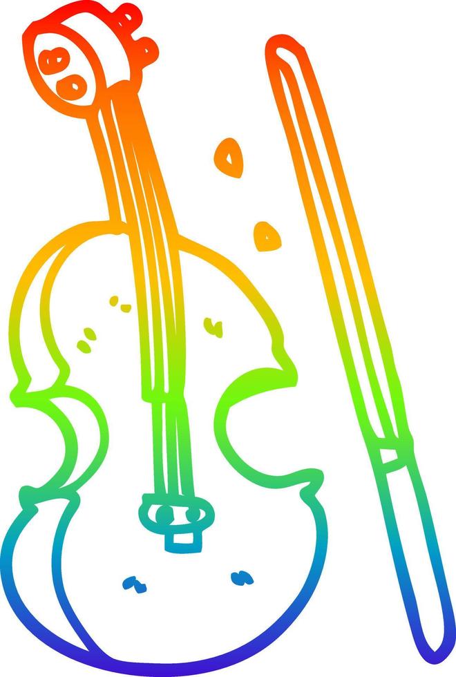 regnbågsgradient linjeteckning tecknad fiol och pilbåge vektor