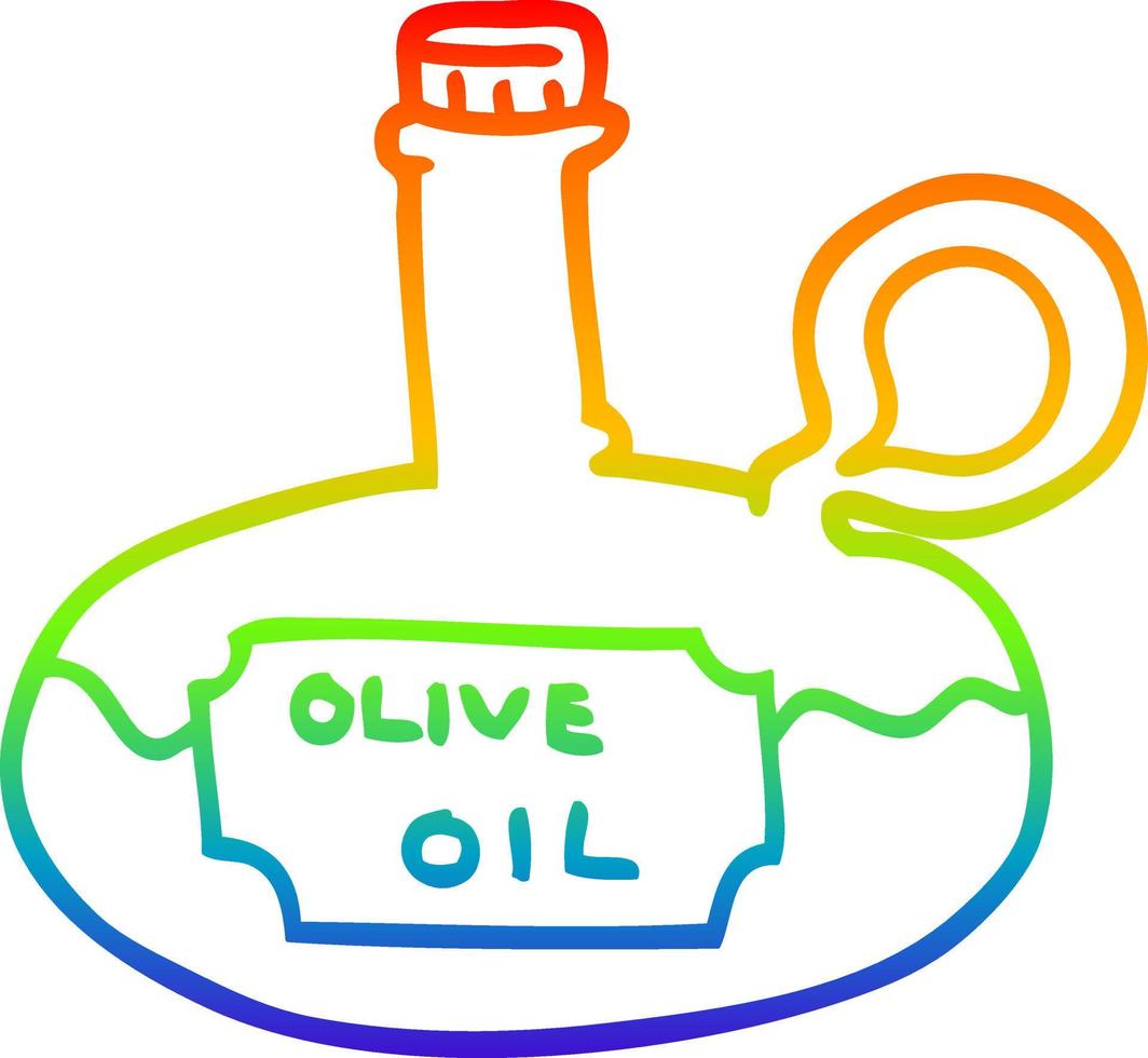 Regenbogen-Gradientenlinie Zeichnung Cartoon-Olivenöl vektor