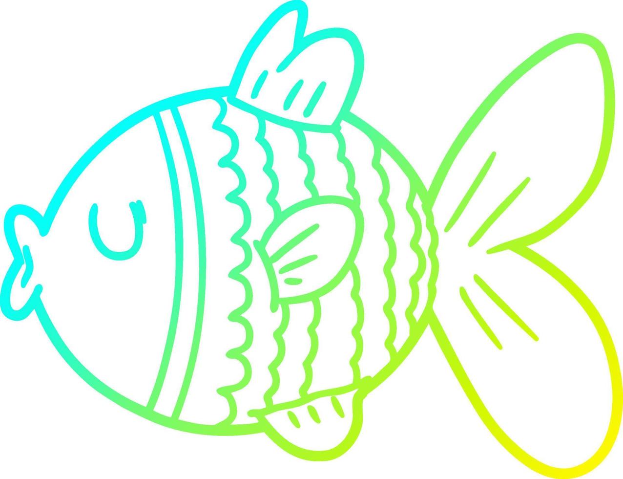 Kalte Gradientenlinie Zeichnung Cartoon-Fisch vektor