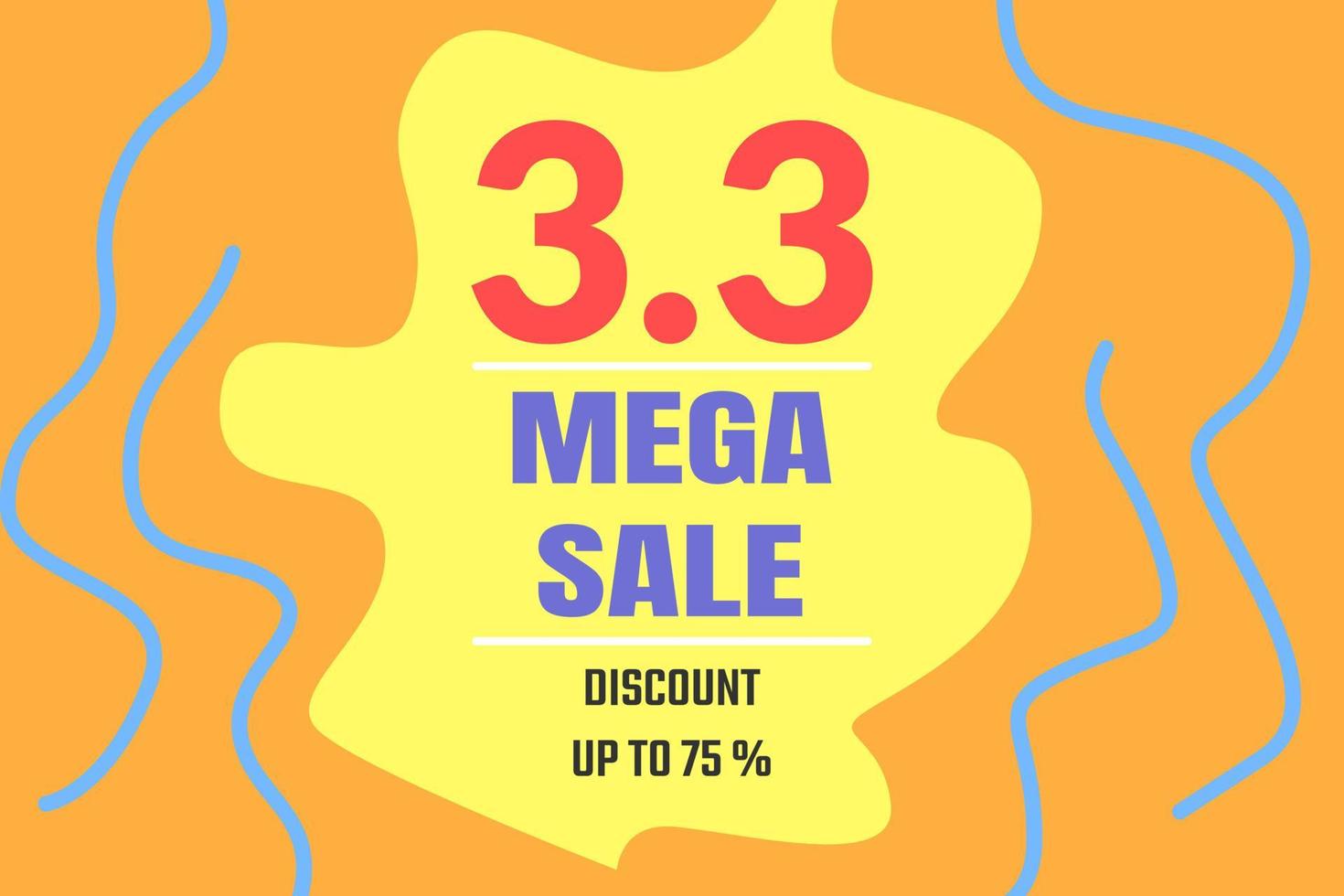 3.3 Mega Sale Rabatt bis 75 mit abstraktem Hintergrund vektor