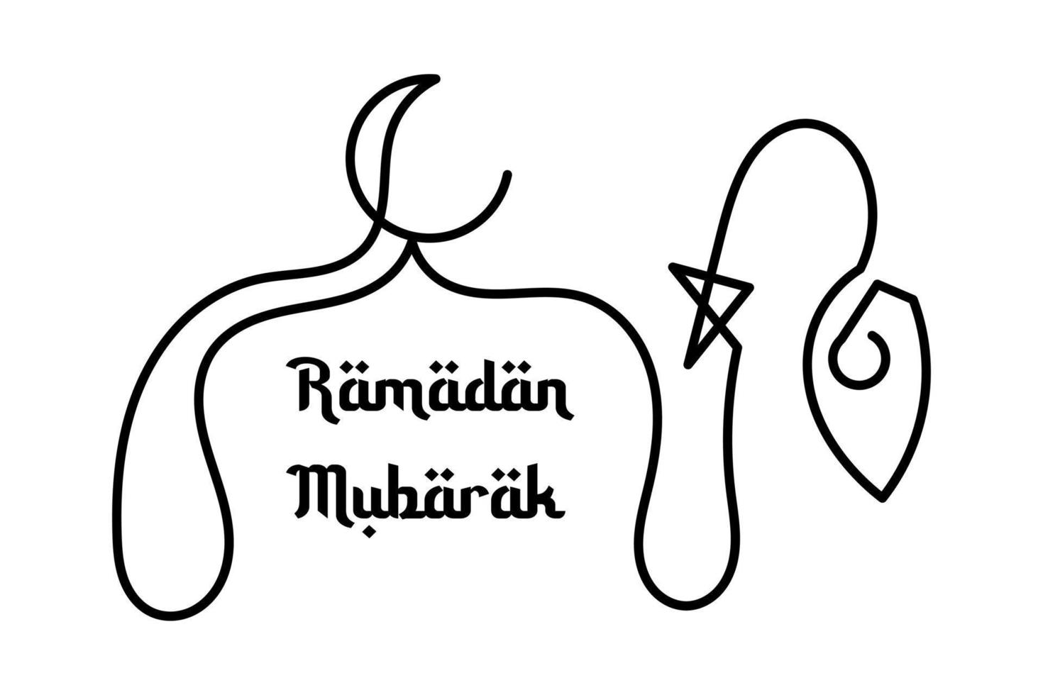 fin linjekonstbakgrund med ramadan mubarak-skrift vektor