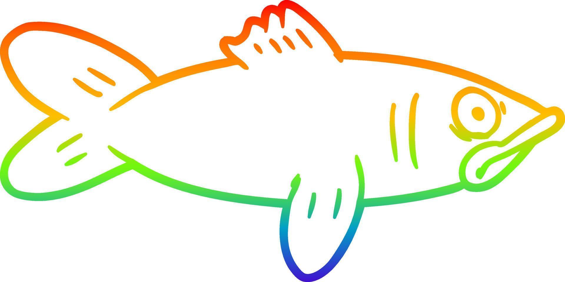 regnbågsgradient linjeteckning tecknad fisk vektor