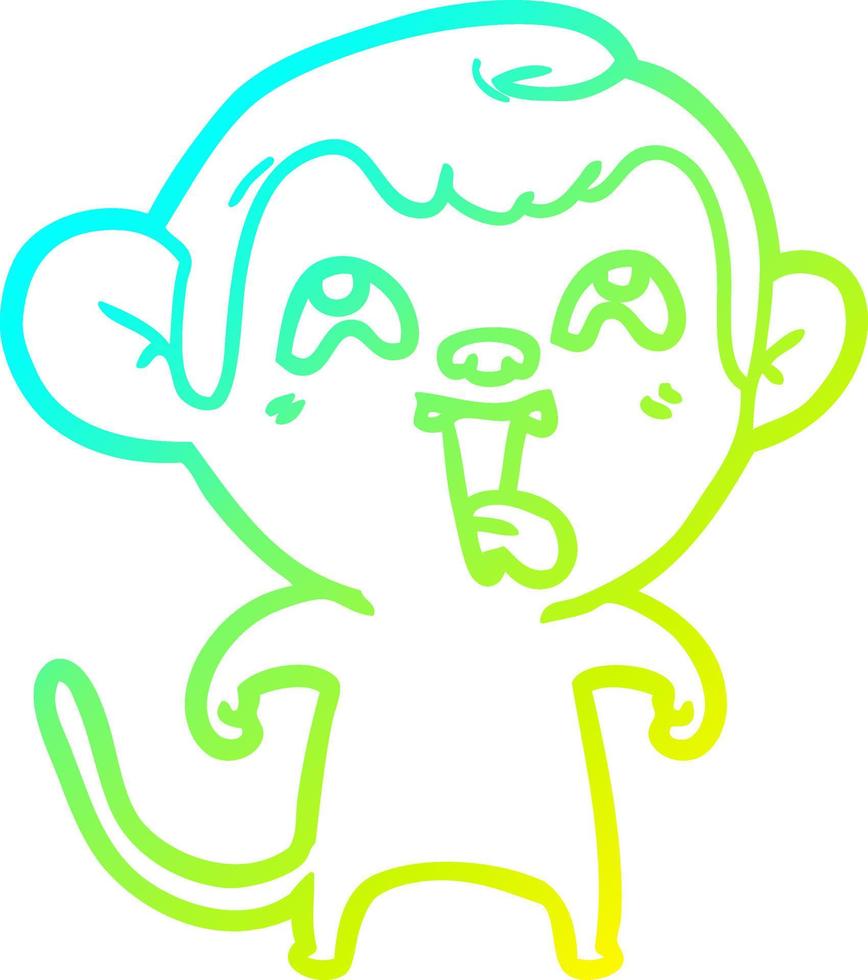 Kalte Gradientenlinie, die einen verrückten Cartoon-Affen zeichnet vektor