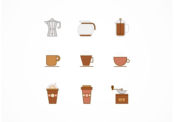 Free Flat Line Kaffee Vektor Icons