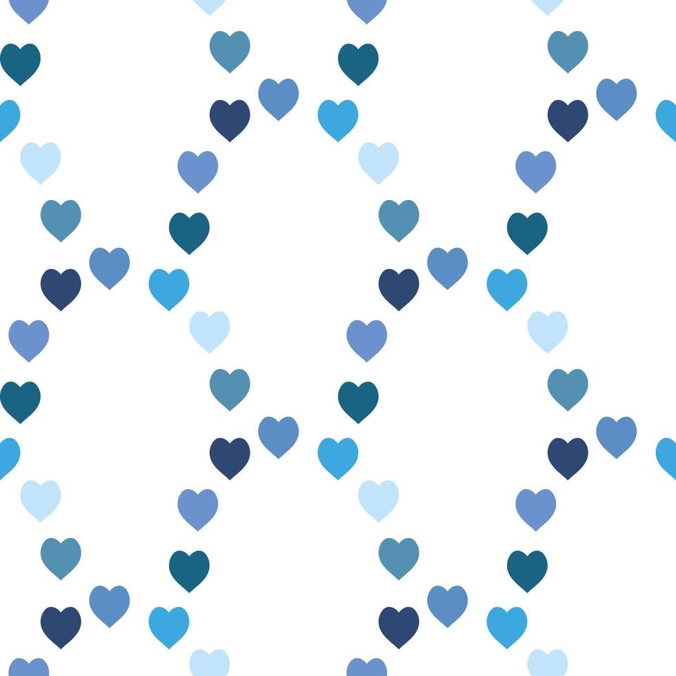 Nahtloses Muster mit exquisiten hell- und dunkelblauen Herzen auf weißem Hintergrund für Plaid, Stoff, Textil, Kleidung, Tischdecke und andere Dinge. Vektorbild. vektor
