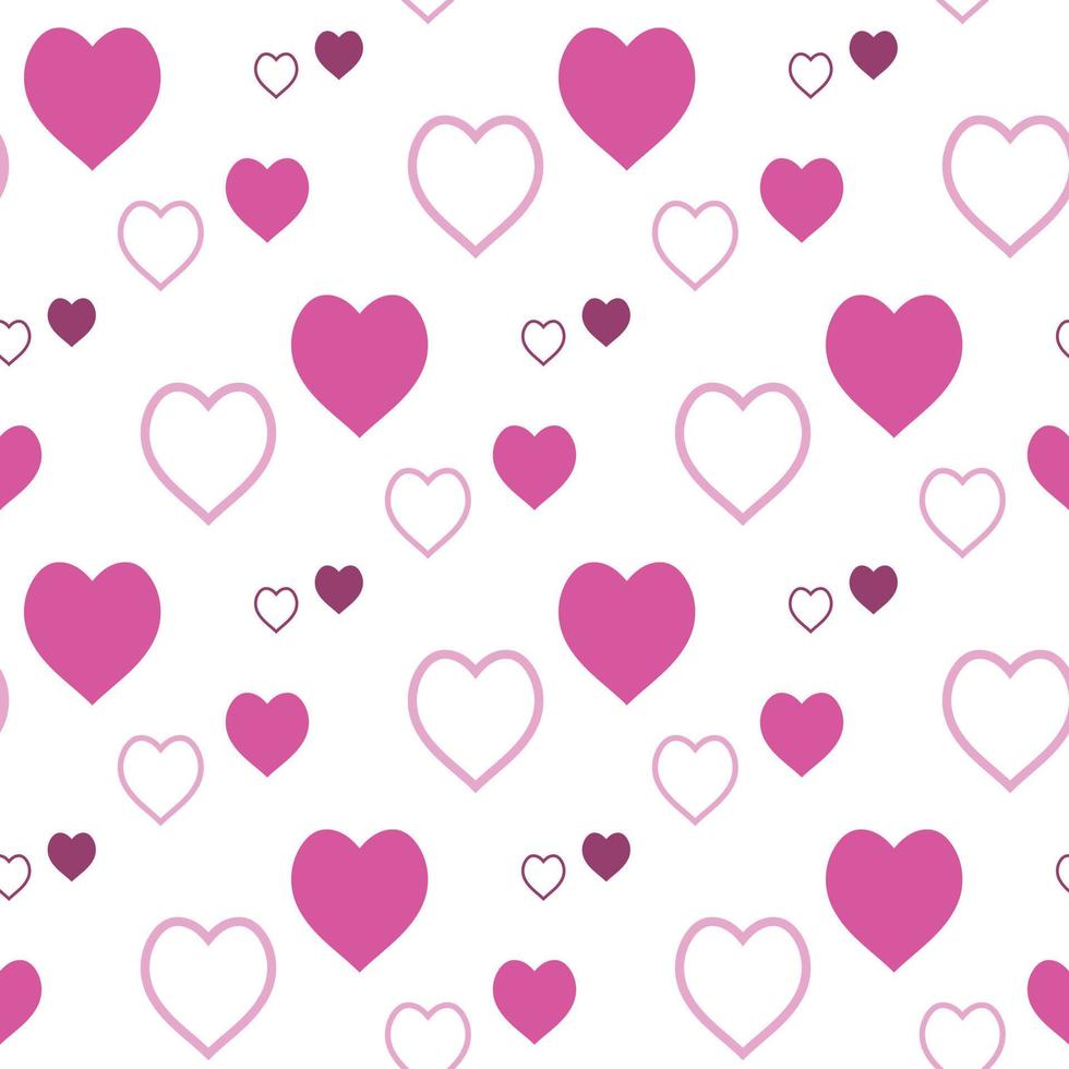 seamless mönster med charmiga rosa hjärtan på vit bakgrund för pläd, tyg, textil, kläder, bordsduk och andra saker. vektor bild.