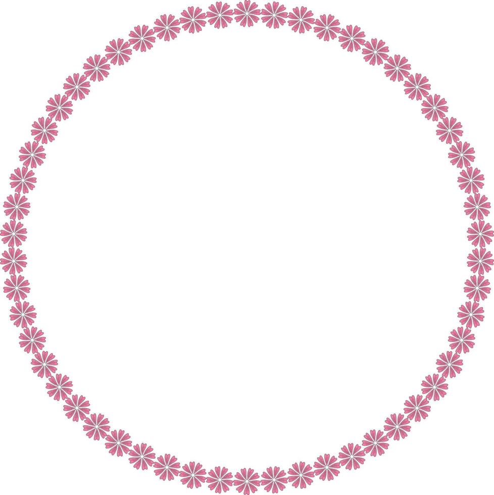 rund ram med positiva rosa blommor. isolerade krans på vit bakgrund för din design. vektor
