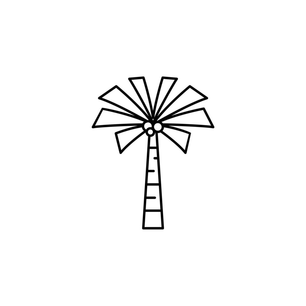 Palme, Kokosnuss, Baum, Insel, Strand dünne Linie Symbol Vektor Illustration Logo Vorlage. für viele Zwecke geeignet.