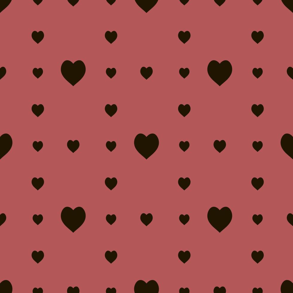 sömlösa mönster i enkla svarta hjärtan på röd bakgrund för tyg, textil, kläder, duk och andra saker. vektor bild.