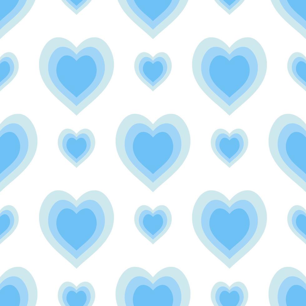 seamless mönster med söta blå hjärtan på vit bakgrund. vektor bild.