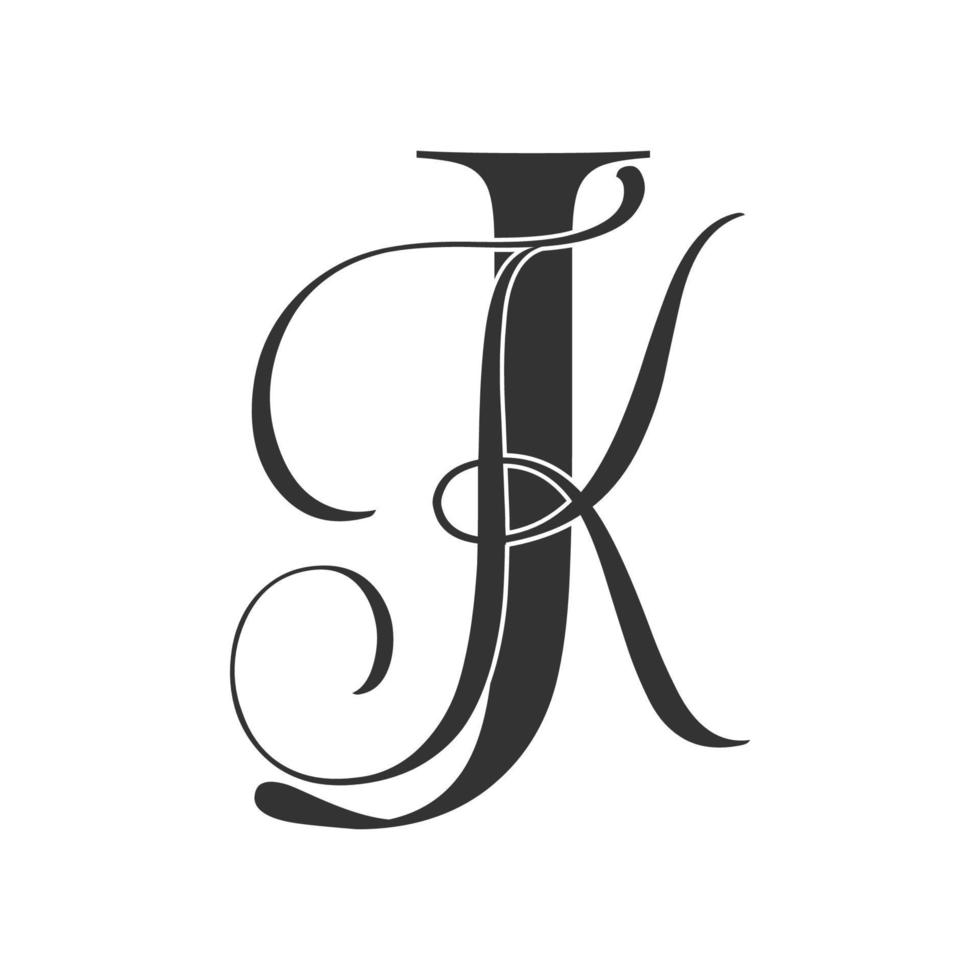 jk, kj, monogram logotyp. kalligrafiska signatur ikon. bröllop logotyp monogram. modern monogram symbol. par logotyp för bröllop vektor