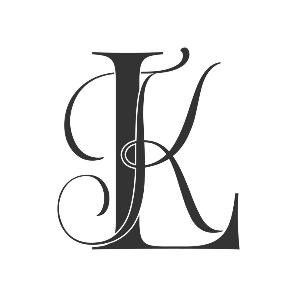 lk ,kl, monogram logotyp. kalligrafiska signatur ikon. bröllop logotyp monogram. modern monogram symbol. par logotyp för bröllop vektor
