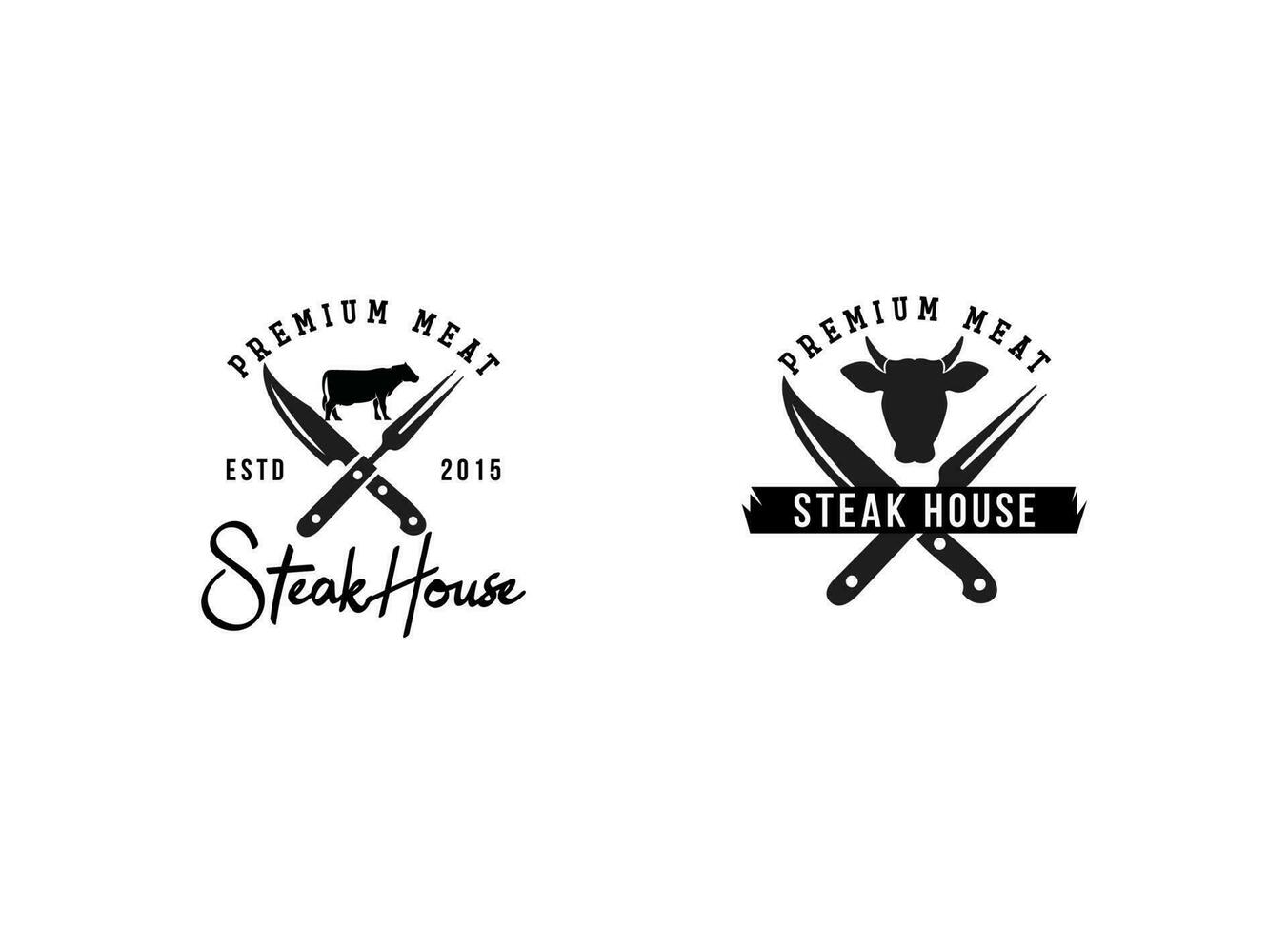 Premium-Steakhaus-Logo-Design vektor