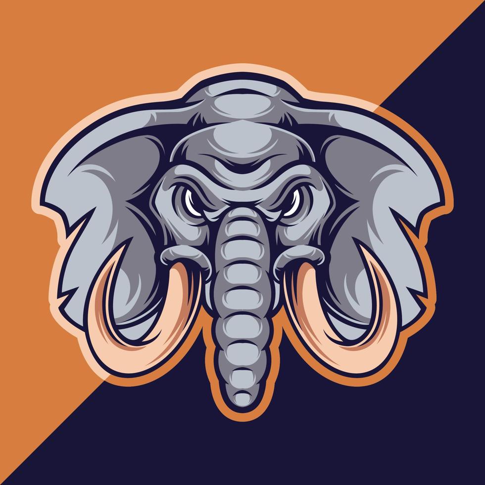 Elefantenkopf-Maskottchen-Logo-Vorlage vektor