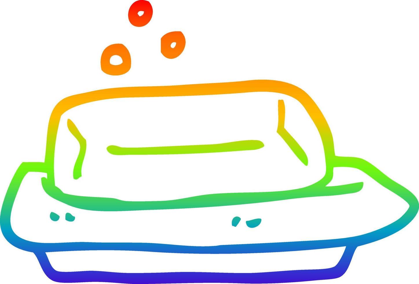 Regenbogen-Gradientenlinie Zeichnung Cartoon-Seife und Schale vektor