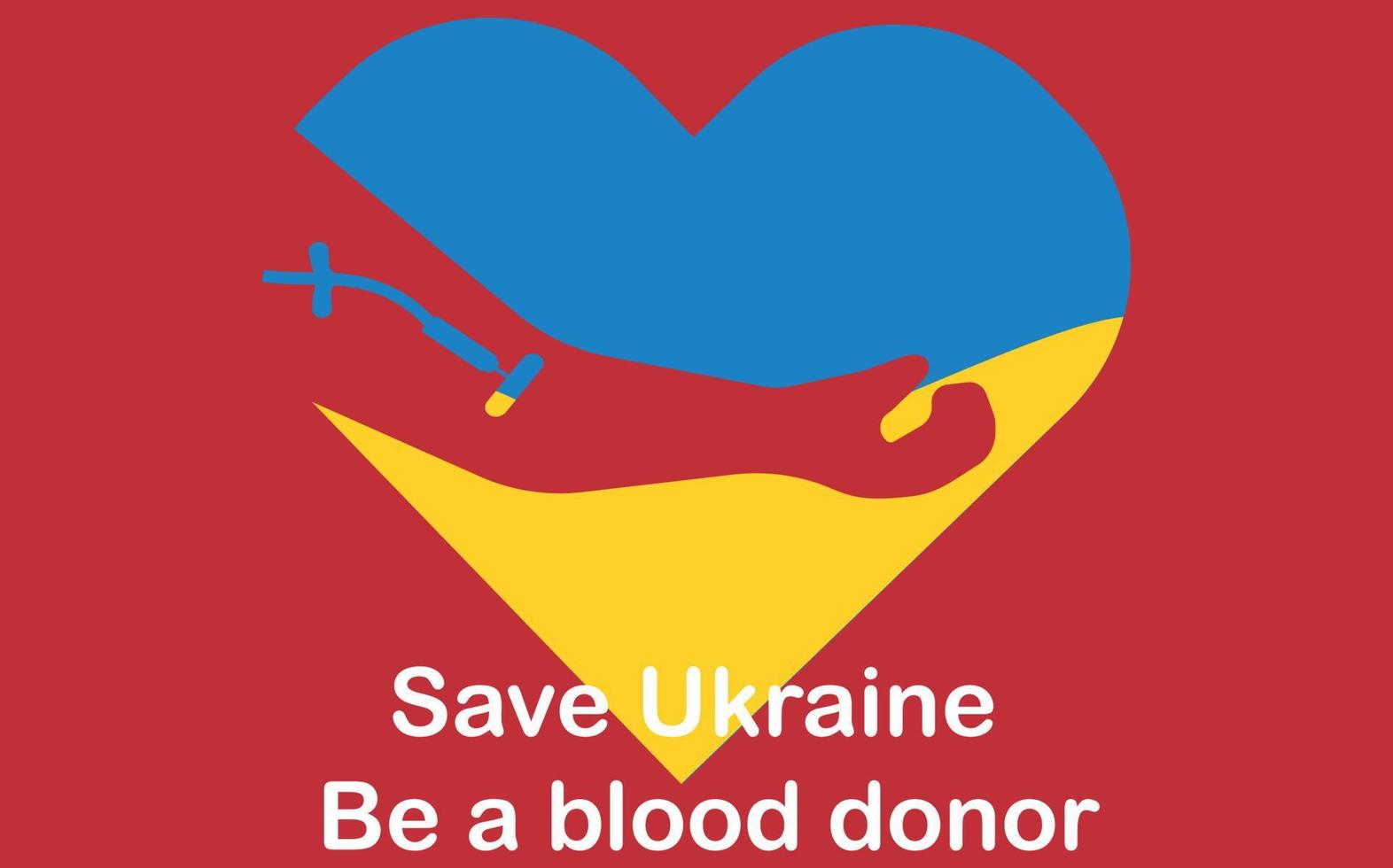 Konzepte der Blutspende. Blutspende in der ukraine. Hand ins Herz. Flagge der Ukraine. Vektor-Illustration vektor