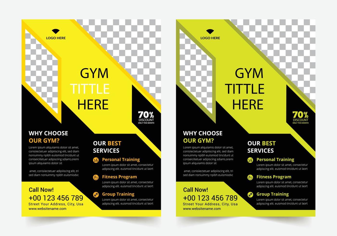 hälsosam träning fitness kroppsbyggnad och gym flyer a4 storlek företagsmall design för årsredovisning företagets broschyr omslag vektor