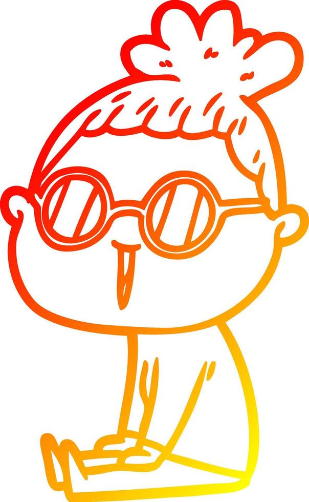 warme Gradientenlinie Zeichnung Cartoon Frau mit Brille vektor