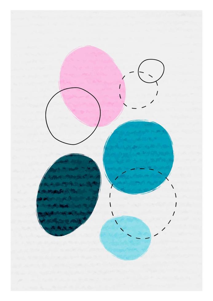 minimalistisk affisch med ovala former. handmålade vektor textur. geometrisk samtida collage illustration. lämplig för broschyrer, väggdekoration, vykort, nyhetsbrev, flayers, omslag.